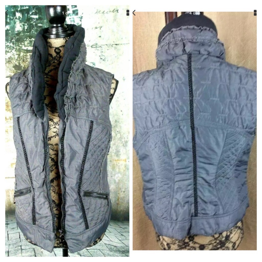 Biba Germany Ruffled Athletic Gray Vest Size M